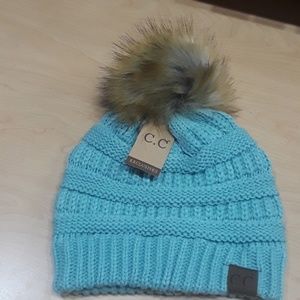 Light blue knit women's hat